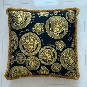 Versace Medusa Black and Gold Accent Pillow